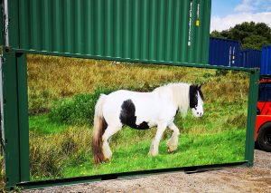 New 20ft x 8ft Storage Container Tack Room With Horse Logo Panel